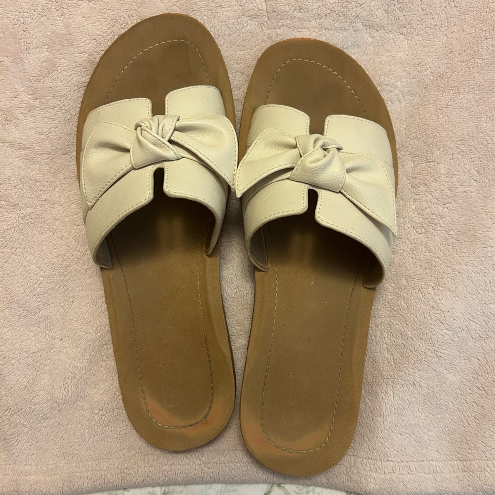 Women's Cream Knot Slide Sandals
